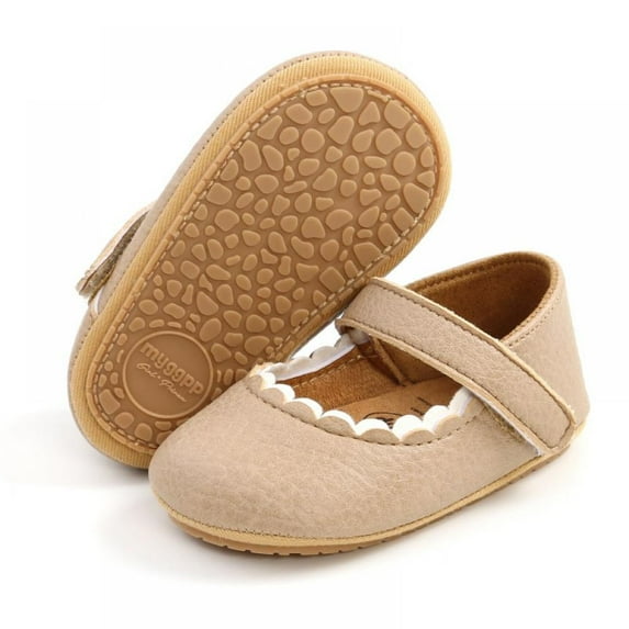 URMAGIC Baby Girls Mary Jane Flats Non Slip Soft Sole PU Leather Newborn Infant Toddler First Walker Cirb Dress Shoes 0-6 Months