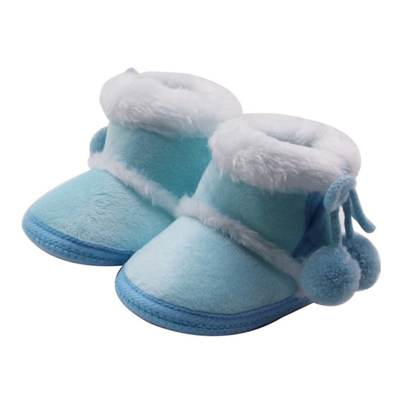 URMAGIC Baby Girls Plush Ball Cotton Booties First Walkers Outdoor Snow Shoes Toddler Warm Boots
