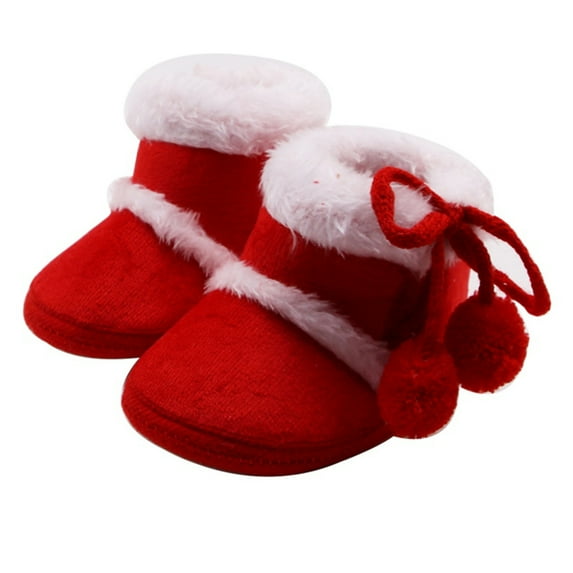URMAGIC Baby Girls Plush Ball Cotton Booties First Walkers Outdoor Snow Shoes Toddler Warm Boots