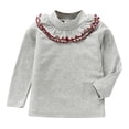thumbnail image 1 of URMAGIC Baby Girls Ruffle Turtleneck Long Sleeve T-shirt Knited Tops Basic Sweater Pullover Shirts for Toddler Kids 1-6Y, Gray, 1 of 2