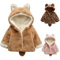 thumbnail image 1 of URMAGIC Baby Little Girls Winter Fleece Coat Kids Faux Fur Jacket with Ear Hood Thicken Outwear Warm Overcoat, 1 of 7