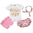 thumbnail image 1 of URMAGIC Birthday Outfit Baby Girls Romper+Ruffle Shorts+Headband+Leg Warmers Clothes 4Pcs Set 0-18 Months, 1 of 8