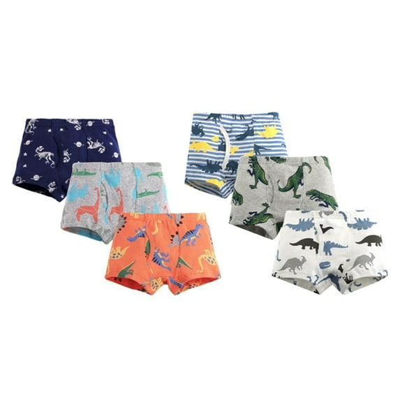 URMAGIC Boys Boxer Briefs 100% Cotton Boys Underwear Dinosaur Kids Underwear for Boys 2-10T(6Pcs)