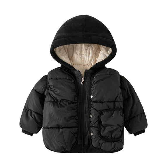 URMAGIC Boys Girls Winter Hood Solid Color Warm Fleece Down Jacket Coat waistcoat 2 Pieces Set Outerwear