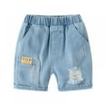 thumbnail image 1 of URMAGIC Boys Ripped Denim Shorts Boys Straight Distressed Jeans Shorts Summer Casual Short with Pocket for Boys 1-6 Years, 1 of 2