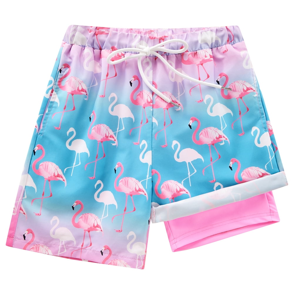 URMAGIC Boys Swim Trunks with Boxer Brief Liner Compression Anti Chafe