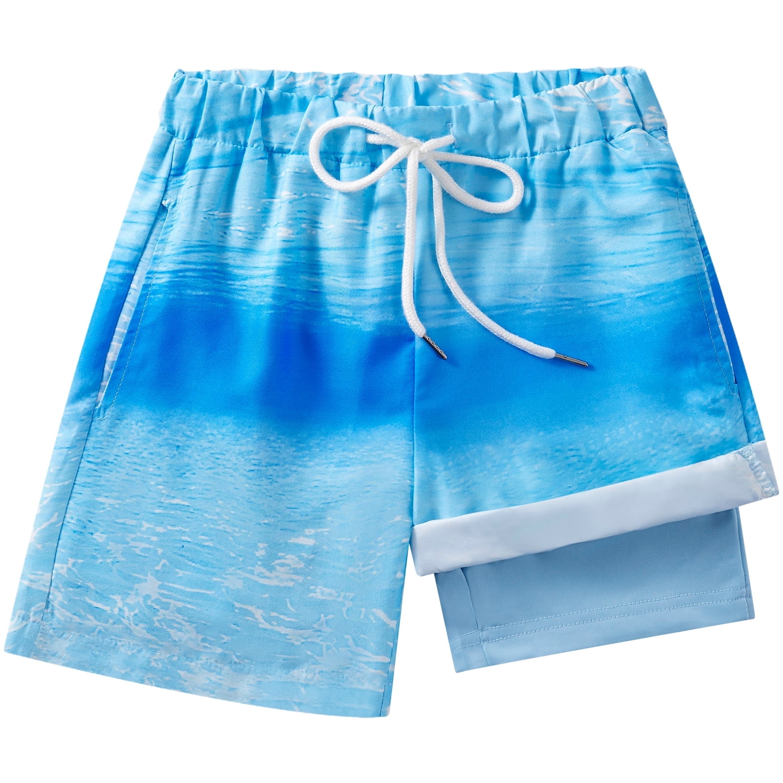 URMAGIC Boys Swim Trunks with Boxer Brief Liner Compression Anti Chafe Swimming Shorts Stretchy UPF Quick Dry Swimsuit 5-16 Years