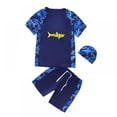 thumbnail image 1 of URMAGIC Boys Two Piece Rash Guard Swimsuit Kid Water Sport Shorts Swimsuit UPF 50+ Sun Protection Bathing Suits with Cap 3-15 Years, 1 of 2