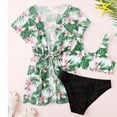 thumbnail image 1 of URMAGIC Child Girls 3 Pieces Floral Bikini Set and Kimono Bathing Suit Swimsuit,Tropical Leaf, 1 of 6