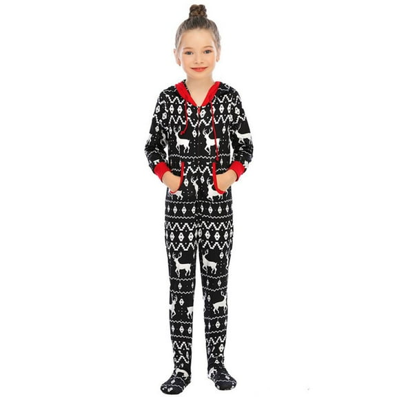 URMAGIC Christmas Family Matching Pajamas Baby Christmas Matching Footie Jammies for Adults and Kids Holiday Xmas Long Sleeve Sleepwear Set