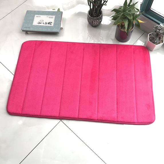 URMAGIC Coral Velvet Memory Foam Stripes Non-slip Absorbent Quick-dry Shower Bath Mat Tub Bathroom Rug Pad Bathroom Mats