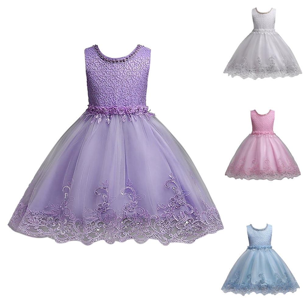 URMAGIC Flower Girls Vintage Overlay Lace Beaded Rhinestone Wedding