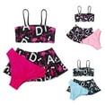 thumbnail image 1 of URMAGIC Girl 3 Piece Swimsuit Bathing Suits Letter Printed Bikini Set with Cover Up Swimwear Kid Girl Beach Skirts 6-12 Years, 1 of 6
