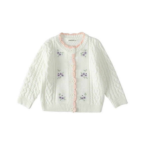 URMAGIC Girl Baby Cardigans Sweater Cute print Long Sleeve Coats Button Soild Cotton Knit Outerwear