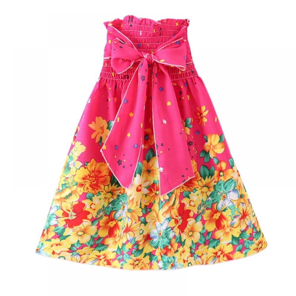 KIDS FRILL HEM TIERED DRESS 4-10 SOUTH BEACH SUNRISE main image 1