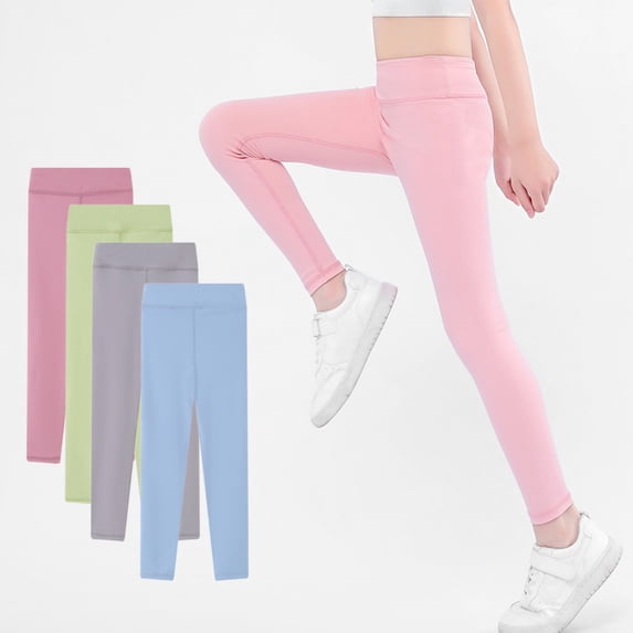 URMAGIC Girl's Wideband Waist Leggings High Waisted Tights Workout Yoga Skinny Pants 4-11T