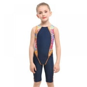 URMAGIC Girls Athletic One Piece Swimsuit Splice Racer Back Swminwear Boyleg Competitive Bathing Suit 2-9 Years