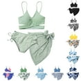 thumbnail image 1 of URMAGIC Girls' Beach Sport Wrap Around Bikini 3-Piece Swimsuit Bathing Suits Set with Beach Skirt 8-12 Years, 1 of 8