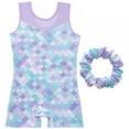 thumbnail image 1 of URMAGIC Girls Gymnastics Leotards with Shorts Sparkle Dance Unitards Mermaid Active Biketards with Headband 3-10 Years, 1 of 4