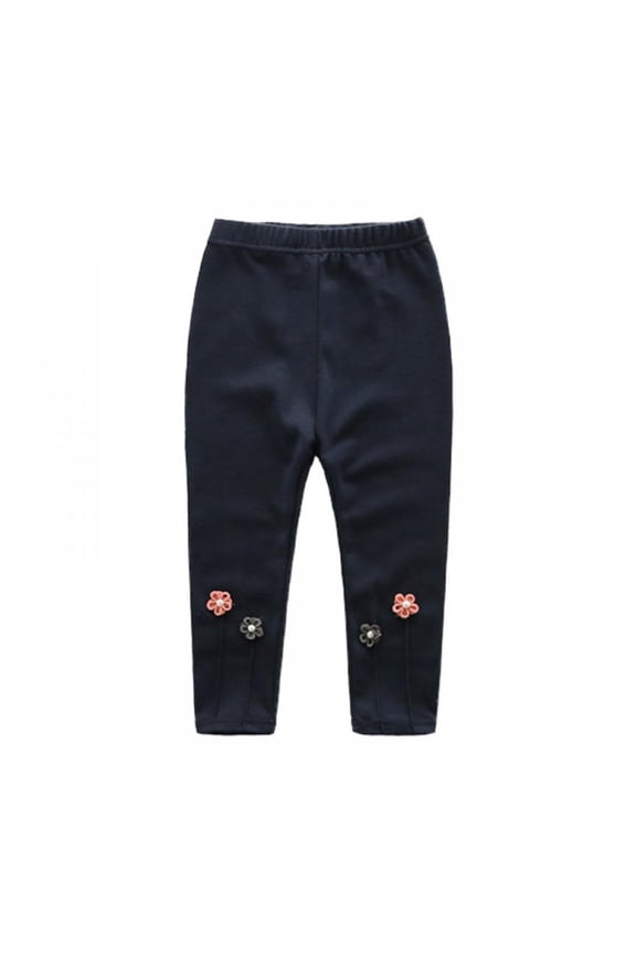 Girls' Kids and Baby Cotton Legging Bottom Pant with Embroidered Flower 1-9 Years