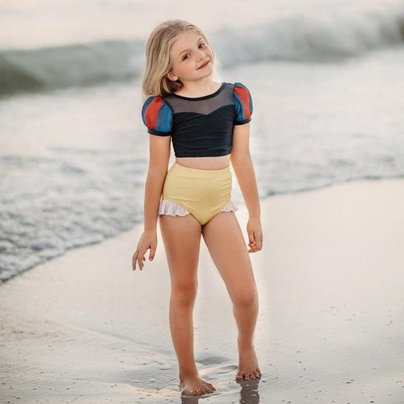 URMAGIC Girls Princess Two-Piece Tankini Swimsuits Party Bathing Suits Ruffles Beach Surf Swimming Swimwear Bikini Set 1-8 Years