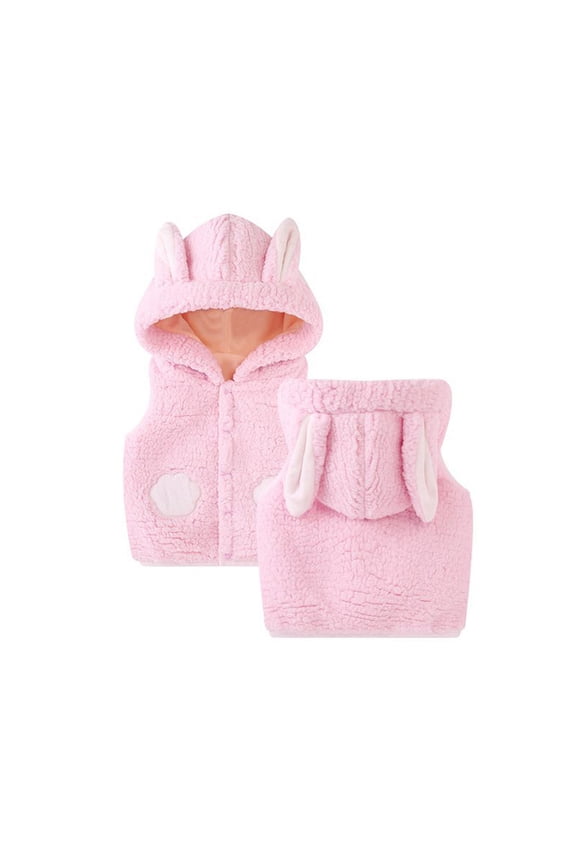 Hooded Lamb Velvet Vest Jacket Warm Fleece Coat for Newborn Baby Boys Girls,Toddlers