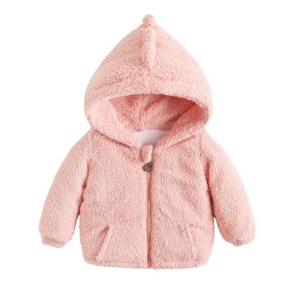 URMAGIC Infant Baby Boys Girls Fleece Lined Hooded Jacket Solid Color Hoody Warm Zipper Up Coat Fall Outwear Overcoat