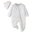 thumbnail image 1 of URMAGIC Infant Newborn Baby Girl Boy Long Sleeve Romper Unisex Baby Outfits 2Pcs Hat+Jumpsuit Clothes Set 0-12 Months, 1 of 3