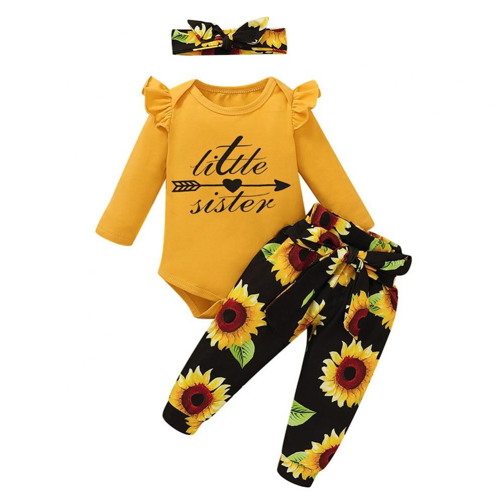 URMAGIC Infant Newborn Baby Girls Clothes Set Cotton Rompers Pants