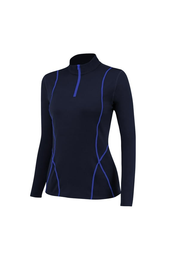 Juniors's Long Sleeve Half Zip Neck Sports Shirts Workout Pullover Slim Fit Quick Dry Running T-Shirt Hiking Active Tee Tops