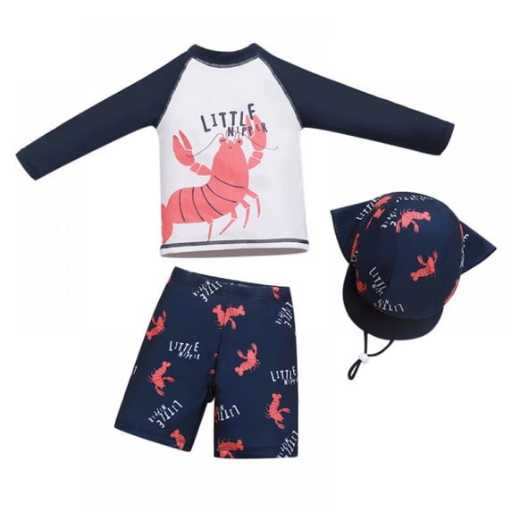 URMAGIC Kid Toddler Boys Two Pieces Swimsuit Set Swimwear Dinosaur Bathing Suit Rash Guards with Hat UPF 50+ 3-13 Years