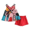 thumbnail image 1 of URMAGIC Kids Baby Girls Graffiti Vest Dress+Red Shorts Summer Clothes Set,1-6Y, 1 of 11