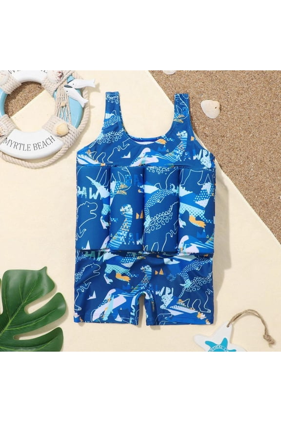 Kids Boys Girls Floatation Swimsuit with Adjustable Buoyancy Baby Float Suit Swim Vest One Piece Swimwear Bathing Suit 2-9 Years