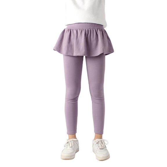 URMAGIC Kids Girls Footless Leggings with Ruffle Tutu Skirt Cotton Warm Pantskirt Pants Tights 4-12 Years