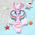 thumbnail image 1 of URMAGIC Kids Girls Rainow Unicorn Bathing Suit One Pieces Ruffles Swimsuit,18M-6T, 1 of 5