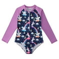 thumbnail image 1 of URMAGIC Kids Girls Zip Up Long Sleeve Rash Guard One-Piece Swimsuit Bathing Suit Swimwear 2-12Y, 1 of 11