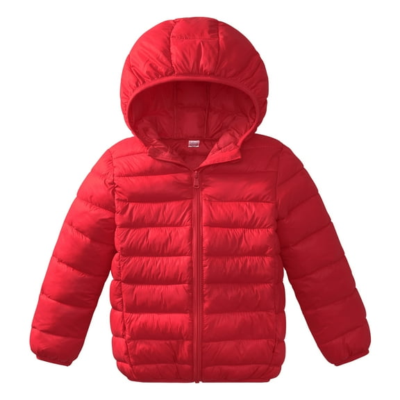 URMAGIC Kids Lightweight Puffer Jacket Padded Quilted Hooded Coat Warm Outerwear for Boys Girs, 1-2 Years