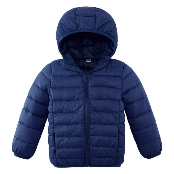 URMAGIC Kids Lightweight Puffer Jacket Padded Quilted Hooded Coat Warm Outerwear for Boys Girs, 7-8 Years