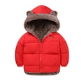 thumbnail image 1 of URMAGIC Kids Winter Warm Jacket Toddler Boy Girl Fleece Outwear Coat Bear Ears Hooded Two Sided Fleece Thicken Zipper Coat, 1 of 5