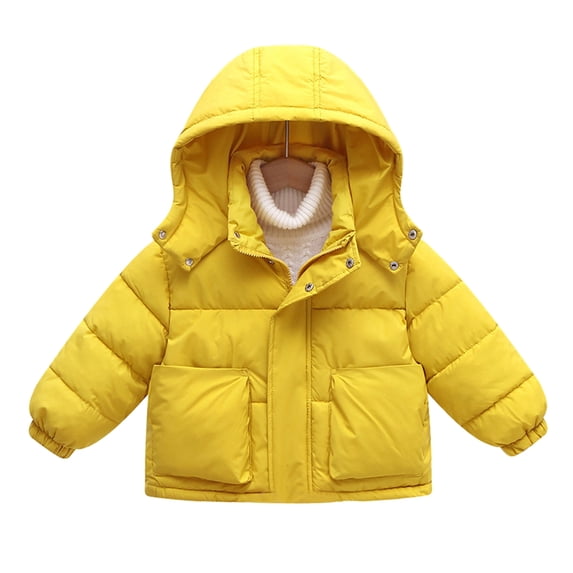 URMAGIC Kids Winter Warm Outwear Toddler Solid Color Long Sleeve Big Pocket Jacket Flannel Hooded Button Coat