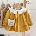 thumbnail image 1 of URMAGIC Little Girls Long Sleeve Cartoon Dress Peter Pan Collar Puff Sleeve Shirt Dresses 3-4 Years, 1 of 2