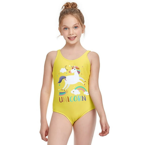 URMAGIC Little and Big Girls Unicorn One-Piece Swimsuit Cross Back Strap Swimwear