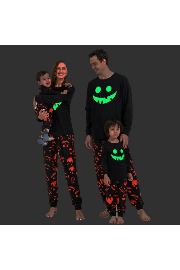 Matching Family Pajamas Sets Halloween PJs Holiday Pumpkin Sleepwear Top and Pants