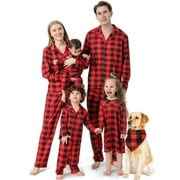 URMAGIC Matching Family Pajamas Sets Long Sleeve Christmas Plaid Pjs Striped Kids Holiday Sleepwear