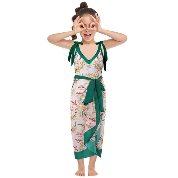 URMAGIC Mommy and Me Matching Family Swimwear One Piece V Neck Mother Daughter Girl Swimsuits with Cover up Skirt Beachwear