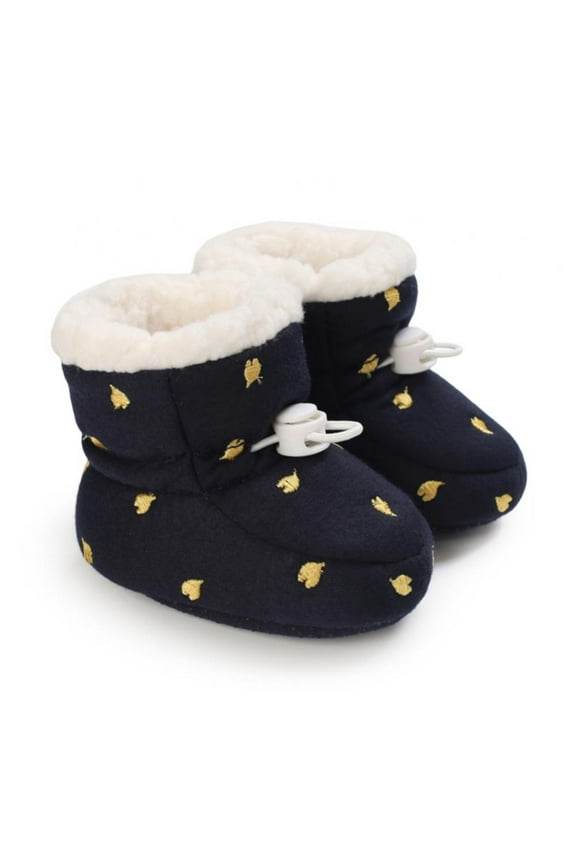 Newborn Baby Boys Girls Cotton Winter Warm Snow Boots Soft Sole Prewalker Non-Skid Boots For Infant Toddler 12-18 Months