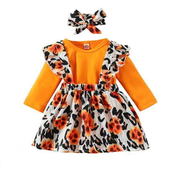 URMAGIC Newborn Baby Girl 3 PCS Outfits Ruffle Romper Floral Mini Skirt Cute bowknot Headband Sets