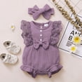 thumbnail image 1 of URMAGIC Newborn Baby Girl Clothes Infant Romper Ruffle Sleeve Jumpsuit Bodysuit 6-12 Months, 1 of 3