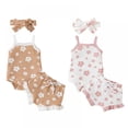 thumbnail image 1 of URMAGIC Newborn Baby Girl Summer Outfit Floral Spaghetti Straps Sleeveless Jumpsuit Rompers Ruffle Shorts Headband Clothes Set 0-18 Months, 1 of 10