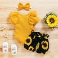 thumbnail image 1 of URMAGIC Newborn Baby Girl Summer Outfits Short Sleeve Bodysuit Romper Floral Shorts 3 Piece Clothes 18-24 Months, 1 of 9